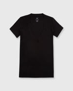 Load image into Gallery viewer, Short-Sleeved Deep-V Tee Black Pima Cotton
