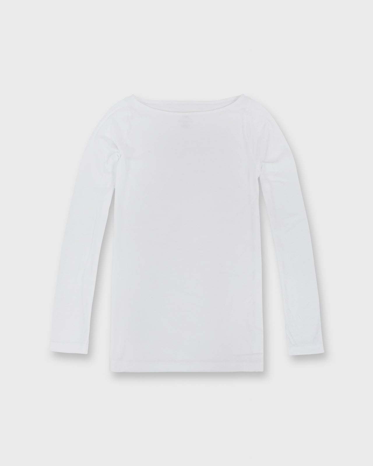 Long-Sleeved Boatneck Tee White Pima Cotton