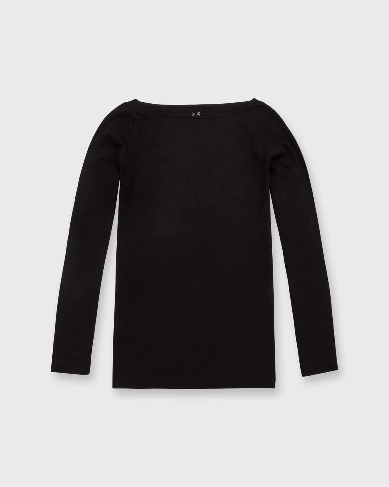 Long-Sleeved Boatneck Tee Black Pima Cotton