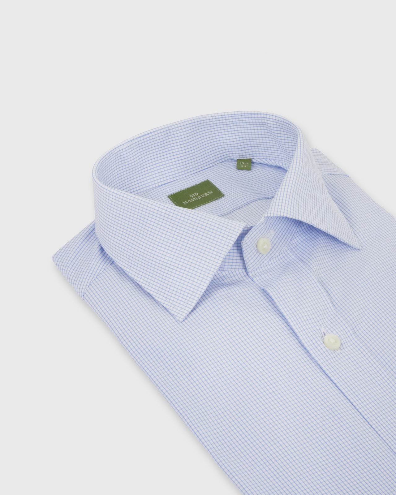 Spread Collar Dress Shirt Sky Graph Check Poplin