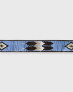 Load image into Gallery viewer, 1.25" African Beaded Belt in Sky/Dark Brown/White Feather
