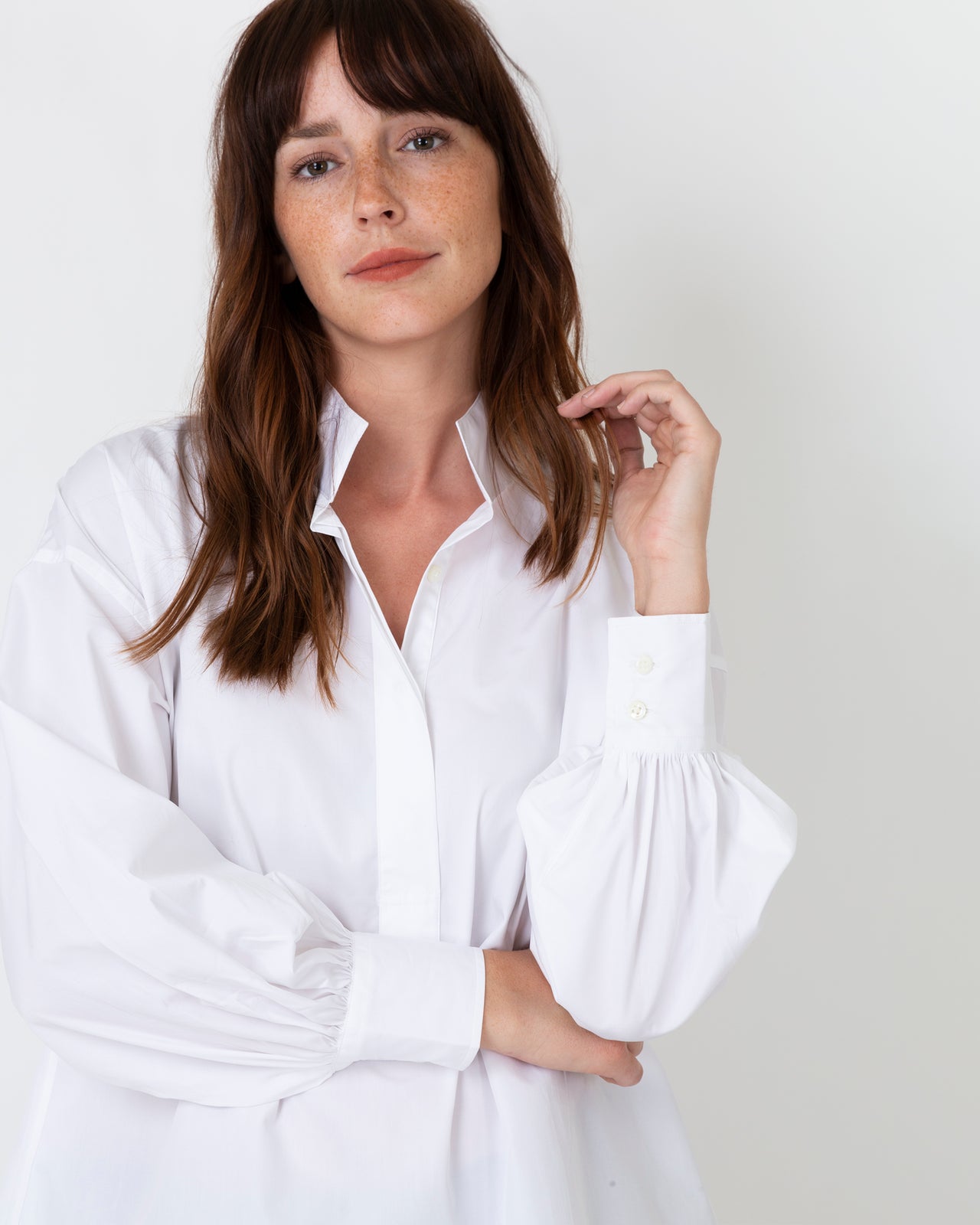 Anaya Popover Shirt in White Poplin