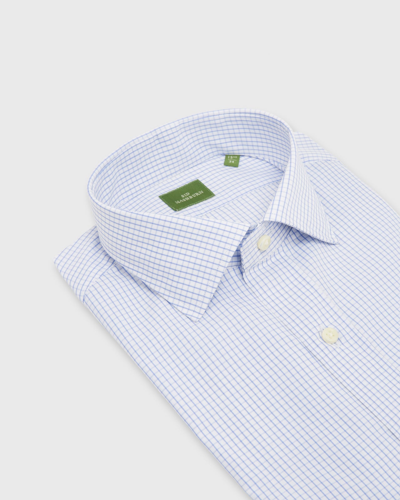 Spread Collar Dress Shirt Dutch Blue Graph Check Poplin