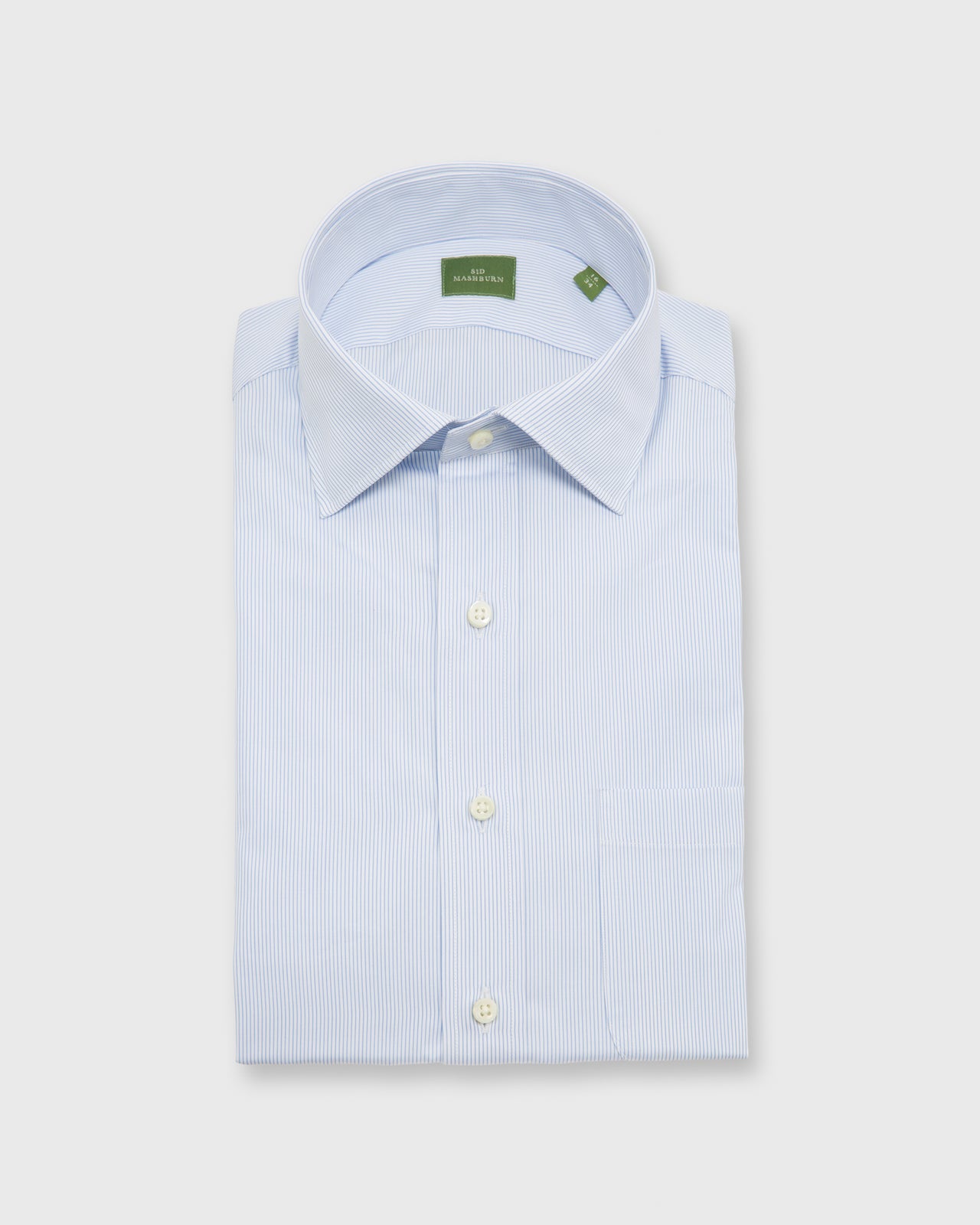 Spread Collar Dress Shirt Sky Pencil Stripe Poplin