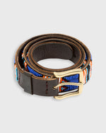 Load image into Gallery viewer, 1.25" African Beaded Belt in Blue/Multi Ayo Design
