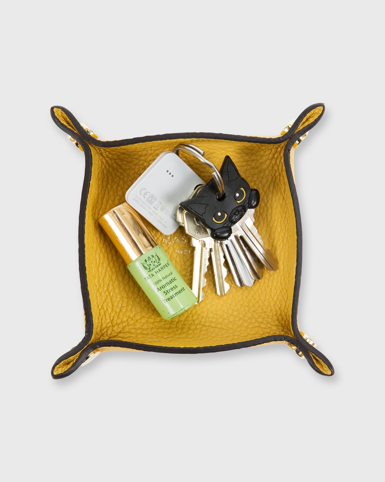 Soft Small Square Tray Yellow Alce Leather