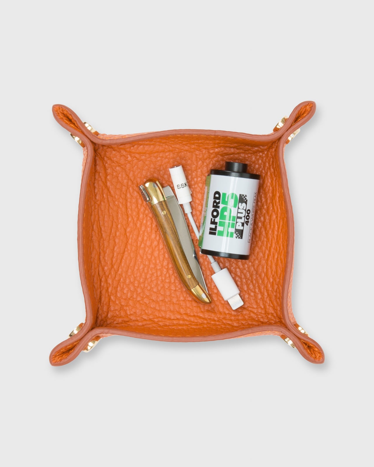 Soft Small Square Tray Orange Alce Leather