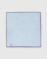 Load image into Gallery viewer, Hand-Rolled Pocket Square Sky Cotolino/Brown Edge
