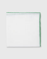 Load image into Gallery viewer, Hand-Rolled Pocket Square White Cotolino/Light Green Edge

