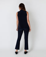 Load image into Gallery viewer, Sleeveless Tie-Neck Blouse in Navy Silk Crepe de Chine

