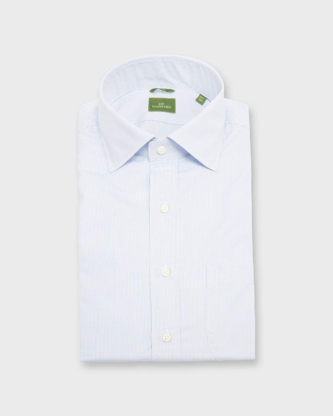Slim Fit Spread Collar Dress Shirt Sky Pencil Stripe Poplin