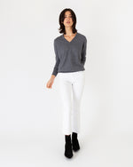 Load image into Gallery viewer, Cydney Boyfriend V-Neck Sweater in Heather Grey Cashmere
