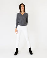 Load image into Gallery viewer, Cydney Boyfriend V-Neck Sweater in Heather Grey Cashmere
