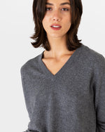 Load image into Gallery viewer, Cydney Boyfriend V-Neck Sweater in Heather Grey Cashmere
