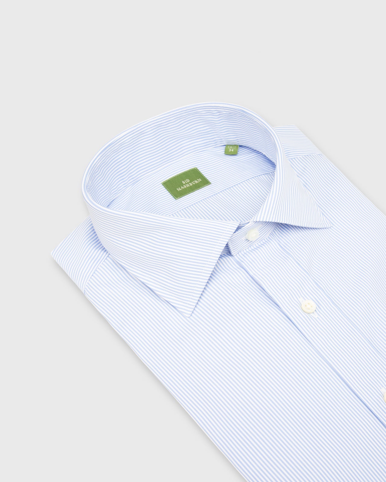 Spread Collar Dress Shirt Sky Small Bengal Stripe Poplin