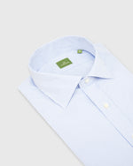 Load image into Gallery viewer, Spread Collar Dress Shirt Sky Small Bengal Stripe Poplin
