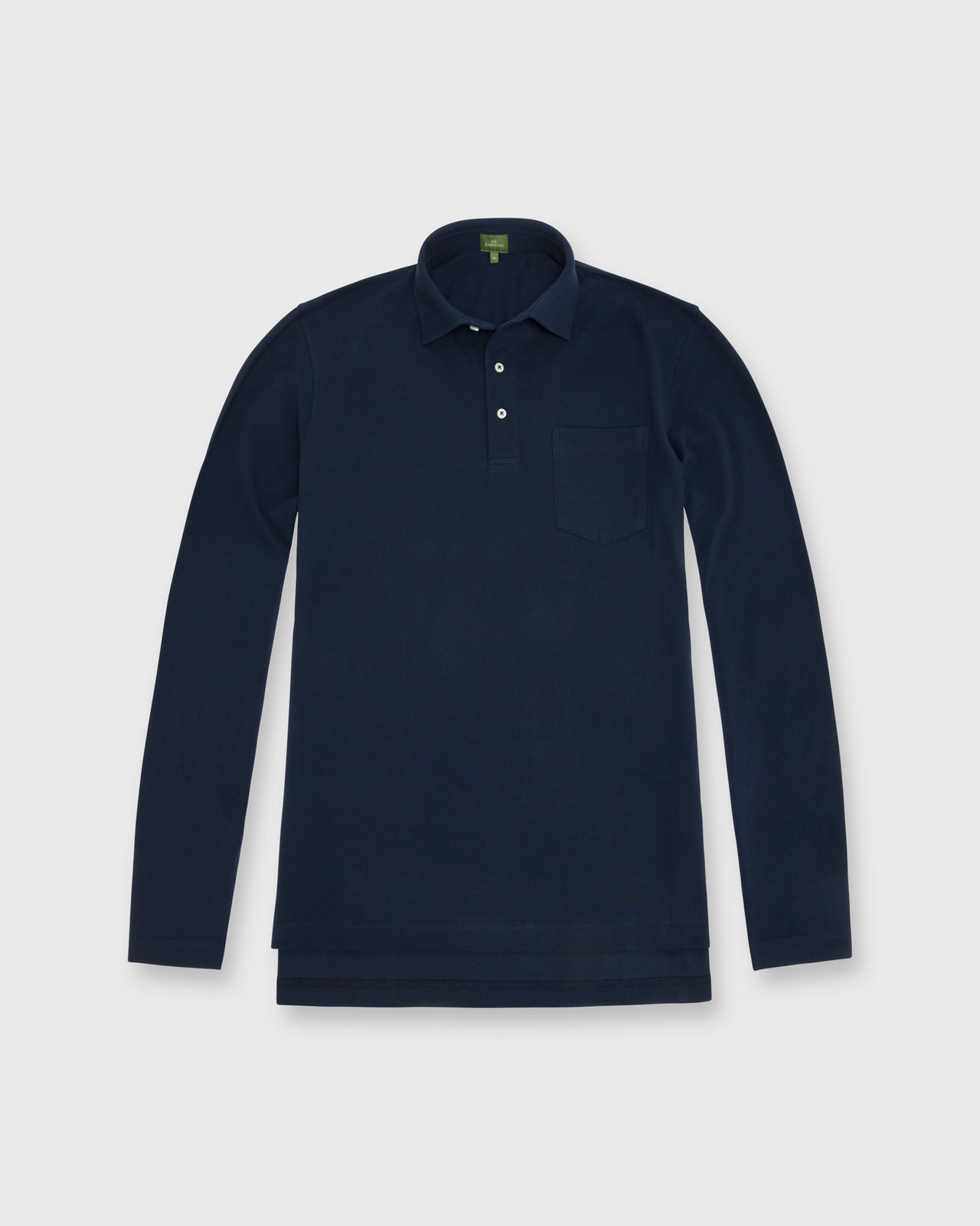 Long-Sleeved Polo Navy Pima Pique