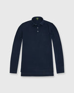 Load image into Gallery viewer, Long-Sleeved Polo Navy Pima Pique
