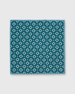 Load image into Gallery viewer, Wool/Silk Print Pocket Square Forest/Lovat Blue/Bone Diamond
