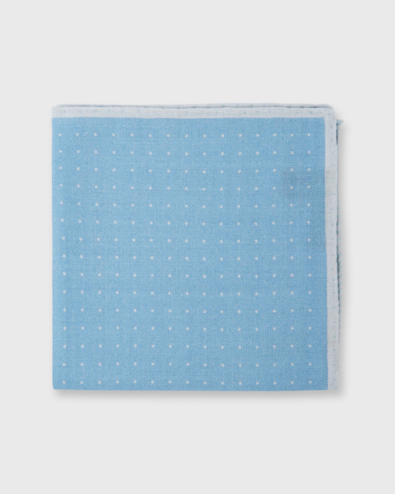 Wool/Silk Print Pocket Square Glacier Blue/Pale Grey Micro Dot