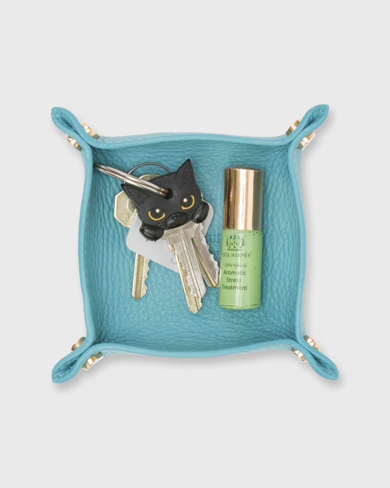 Soft Small Square Tray Turquoise Alce Leather
