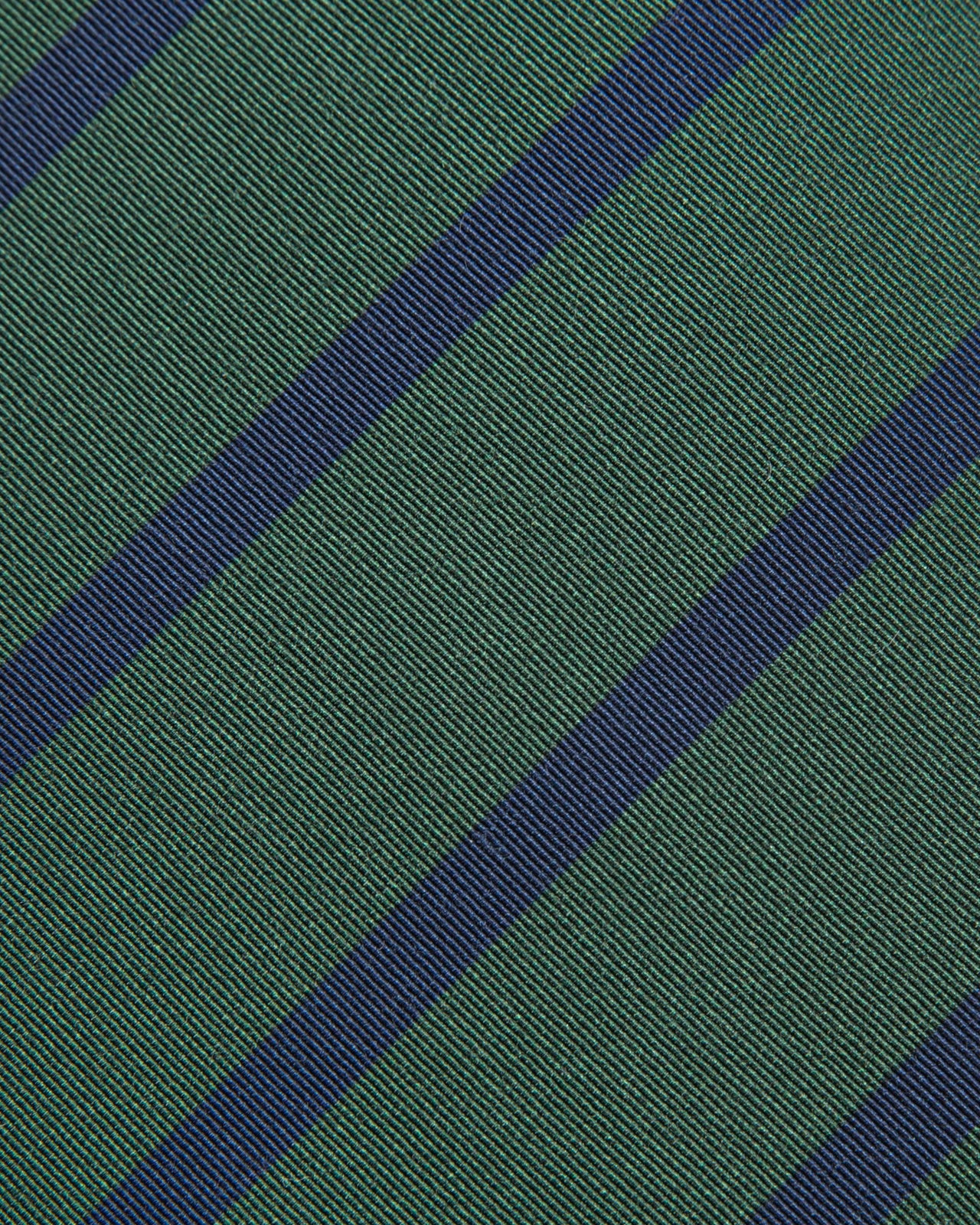 Irish Poplin Tie Green/Navy Bar Stripe
