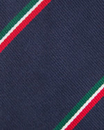 Load image into Gallery viewer, Silk Repp Tie Navy/Red/White/Green Repp Stri
