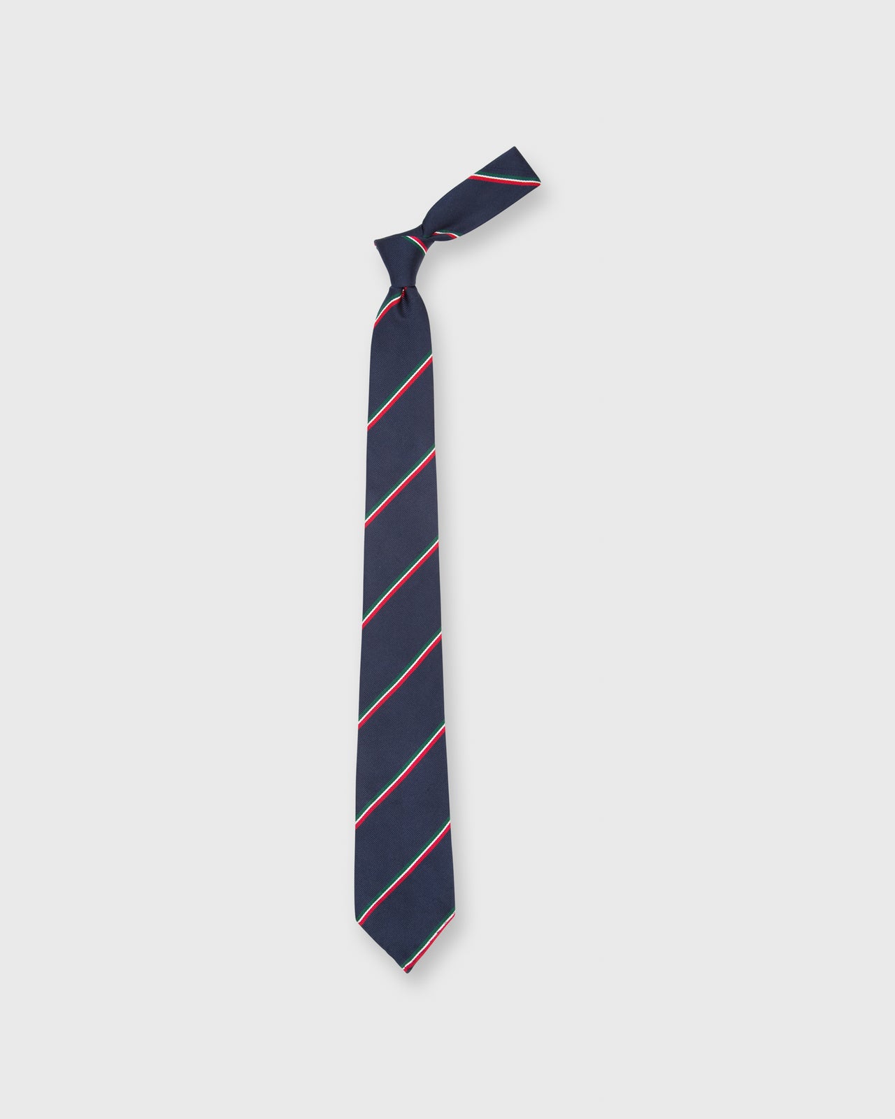 Silk Repp Tie Navy/Red/White/Green Repp Stri