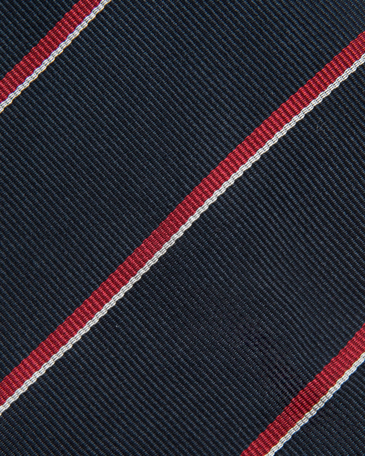 Silk Repp Tie Midnight/Red/White Stripe