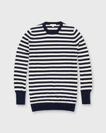 Load image into Gallery viewer, Cydney Boyfriend Crewneck Sweater in Navy/Ivory Stripe Cashmere
