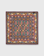 Load image into Gallery viewer, Hand-Rolled Pocket Square Purple/Yellow/Multi Geo Kelim
