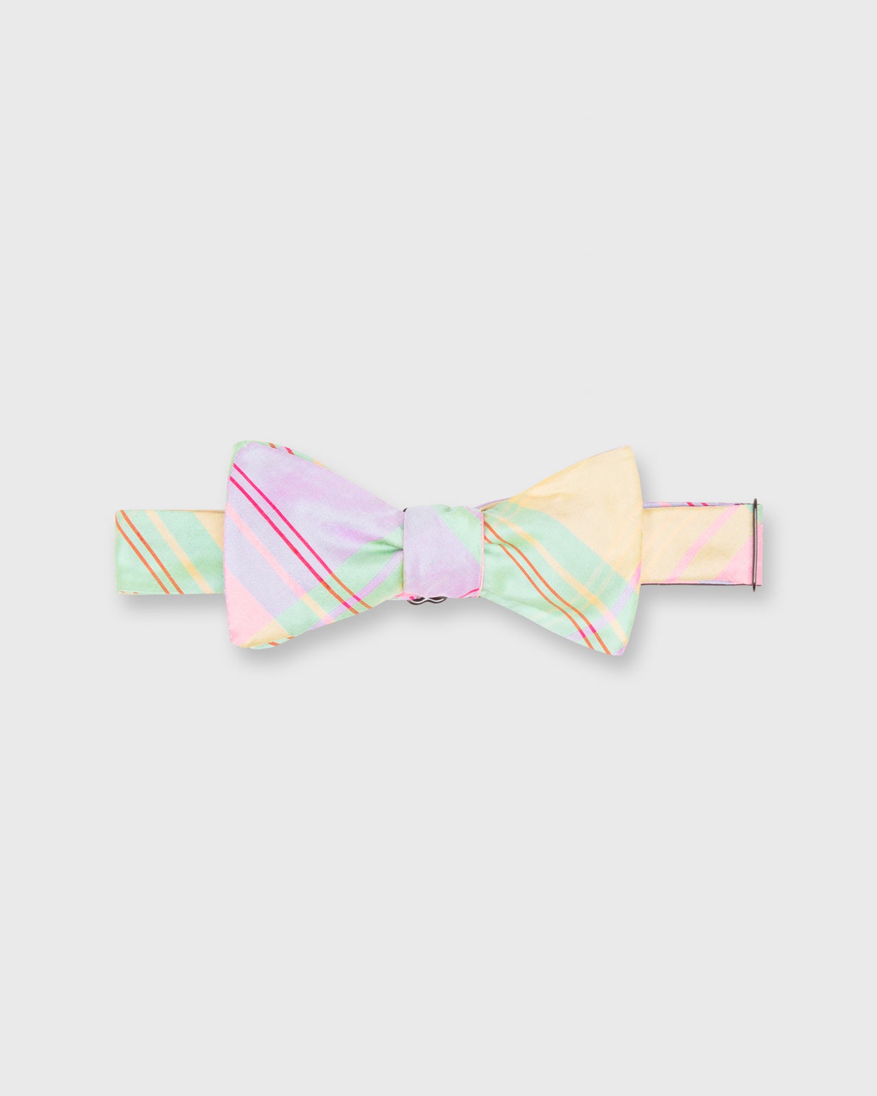 Cotton Woven Bow Tie Pale Olive/Pink Multi Madras