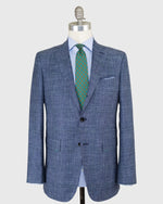 Load image into Gallery viewer, Virgil No. 3 Jacket Navy/Sky/Spruce Glen Plaid Rustic Wool Blend Hopsack
