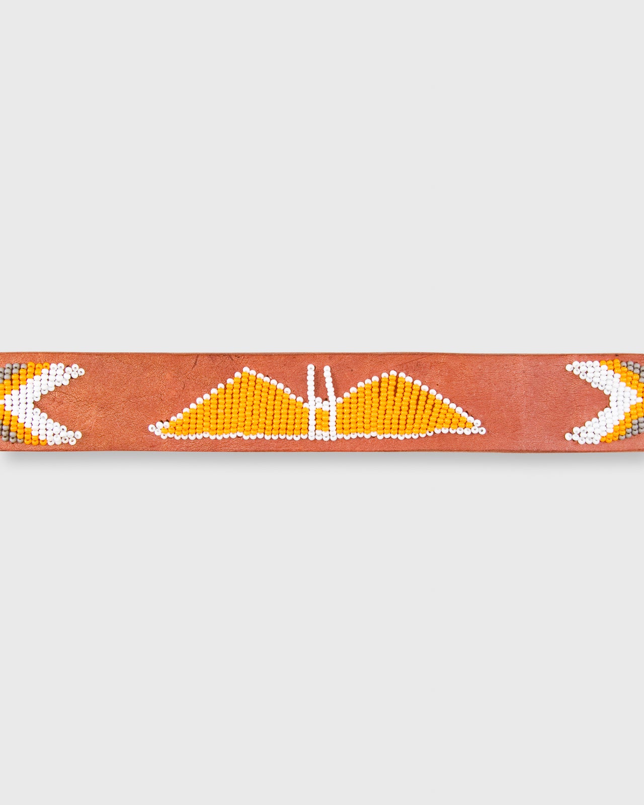 1.25" African Beaded Belt Light Orange/Grey Eagle Design