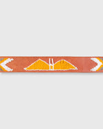 Load image into Gallery viewer, 1.25" African Beaded Belt Light Orange/Grey Eagle Design
