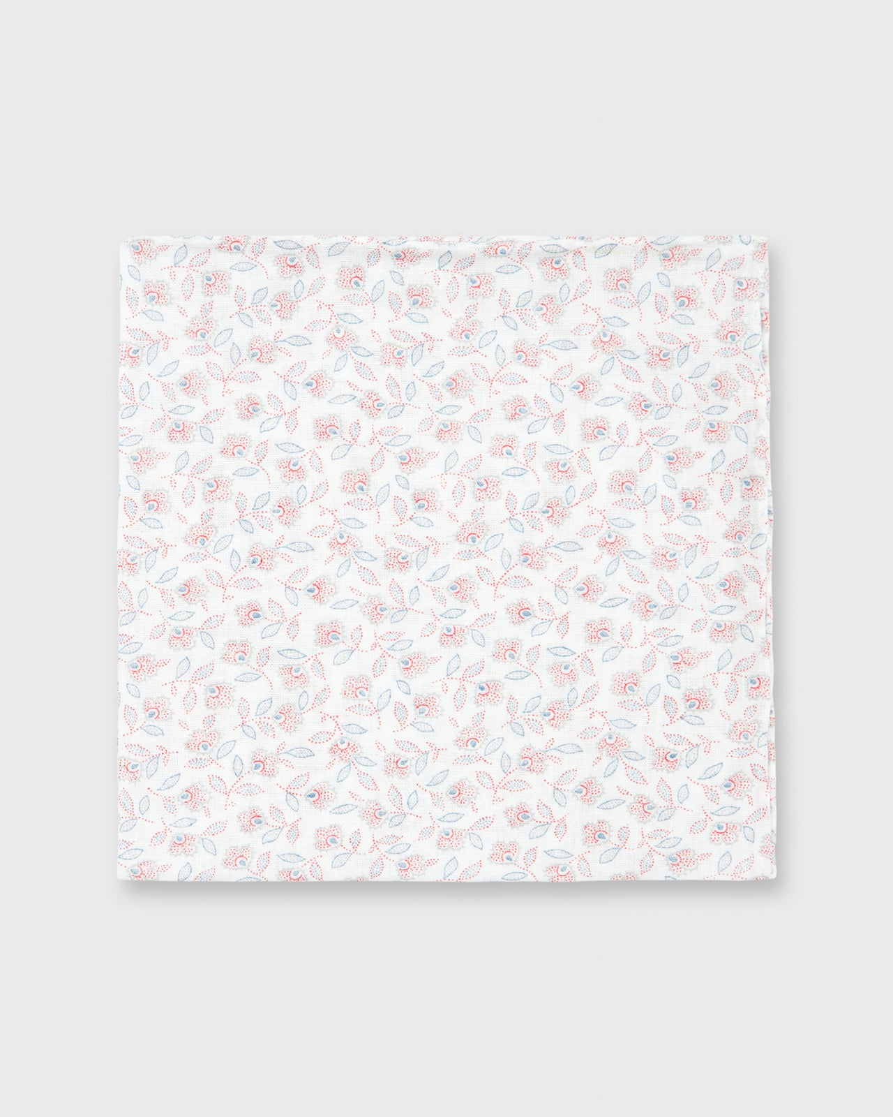 Cotton Print Pocket Square Bone/Cranberry Floral Dot