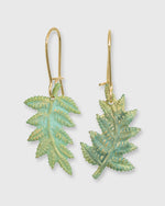 Load image into Gallery viewer, Fern Earrings Bluish-Green/Brass
