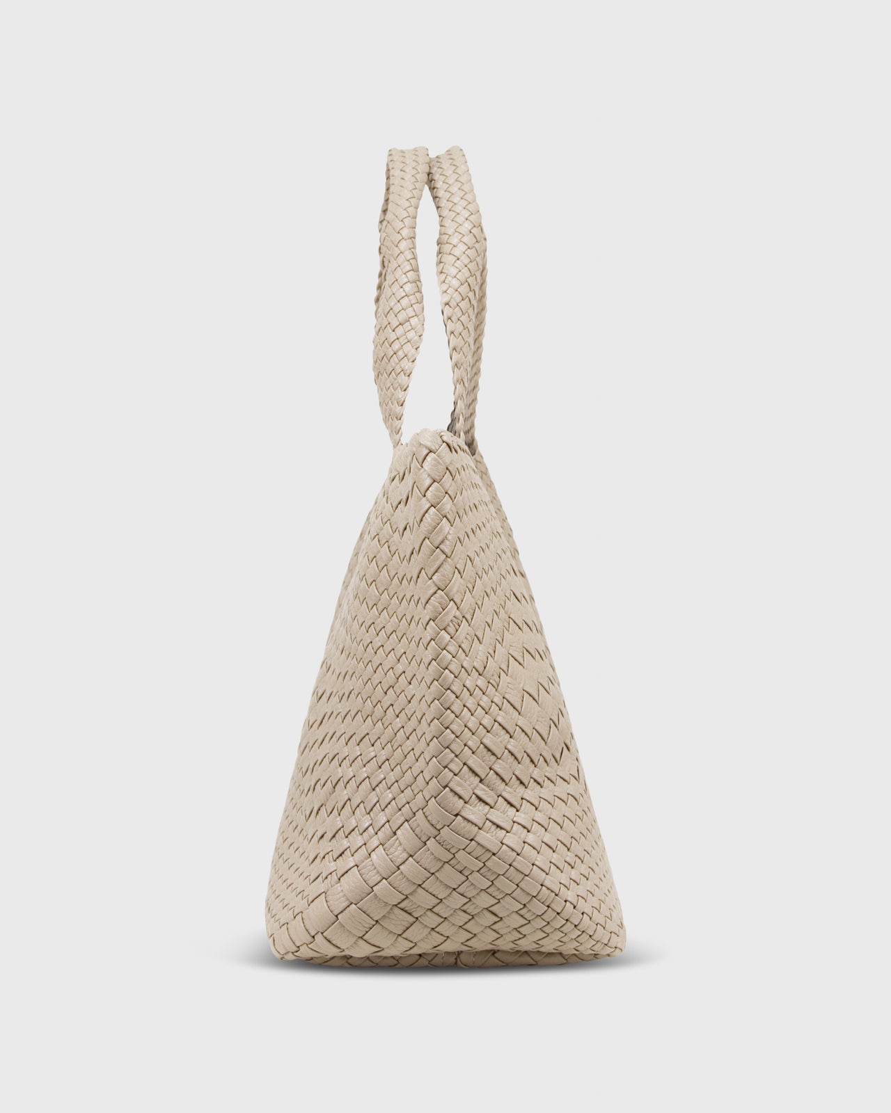 Mercato Handwoven Tote Beige Leather