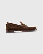 Load image into Gallery viewer, Handsewn Penny Loafer Chocolate Suede
