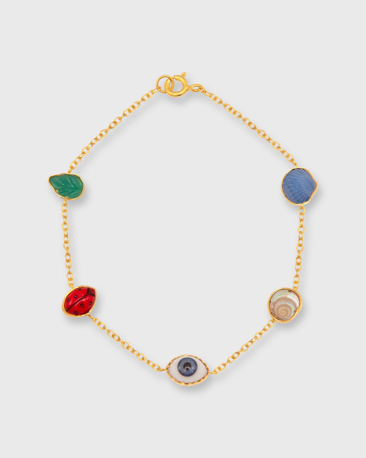 Five Mini Charm Bracelet Gold Plated