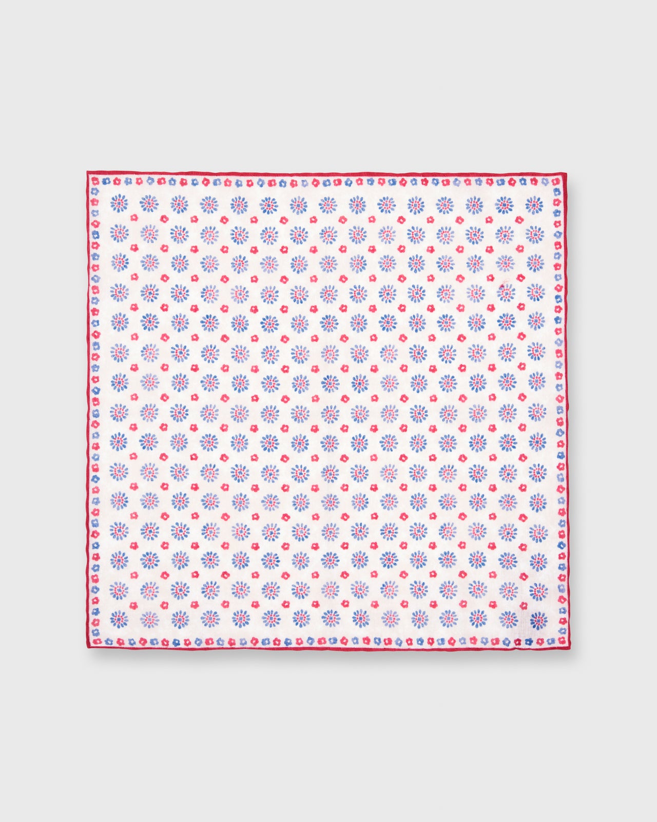 Cotton/Linen Print Pocket Square Natural/Red/Navy Floral