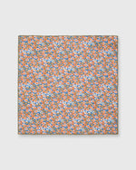 Load image into Gallery viewer, Cotton/Linen Print Pocket Square Blue/Olive/Orange Floral
