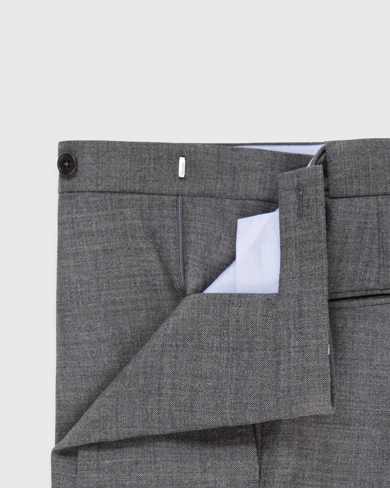 Pleated Dress Trouser Mid-Grey High-Twist