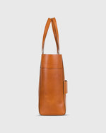 Load image into Gallery viewer, Leather Tote with Trolley Strap English Tan
