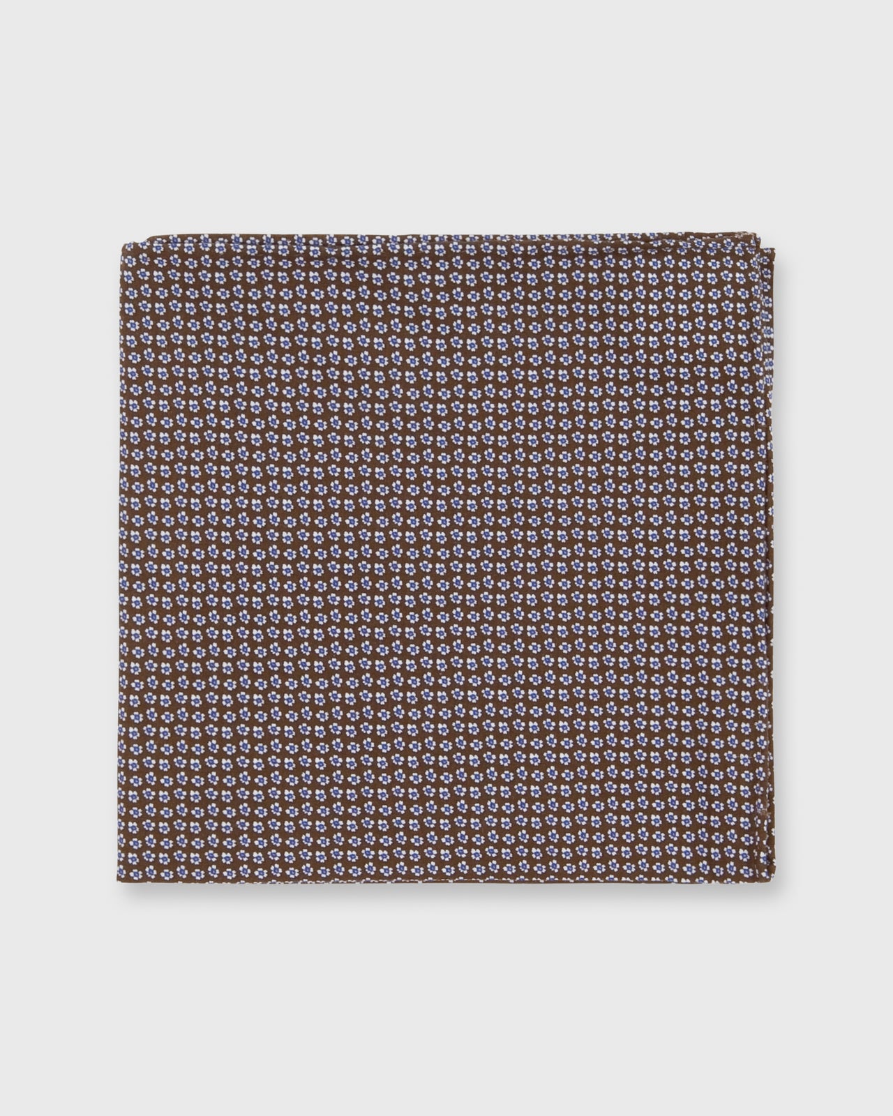Cotton Print Pocket Square Brown/Blue Tiny Floral