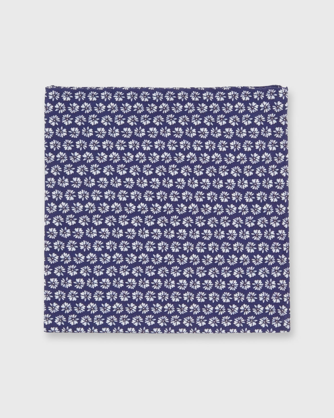 Cotton Print Pocket Square Navy Daisy