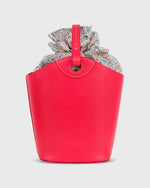 Load image into Gallery viewer, Bucket Tote Pouch in Red/Blue/Yellow Katie &amp; Millie Liberty Fabric
