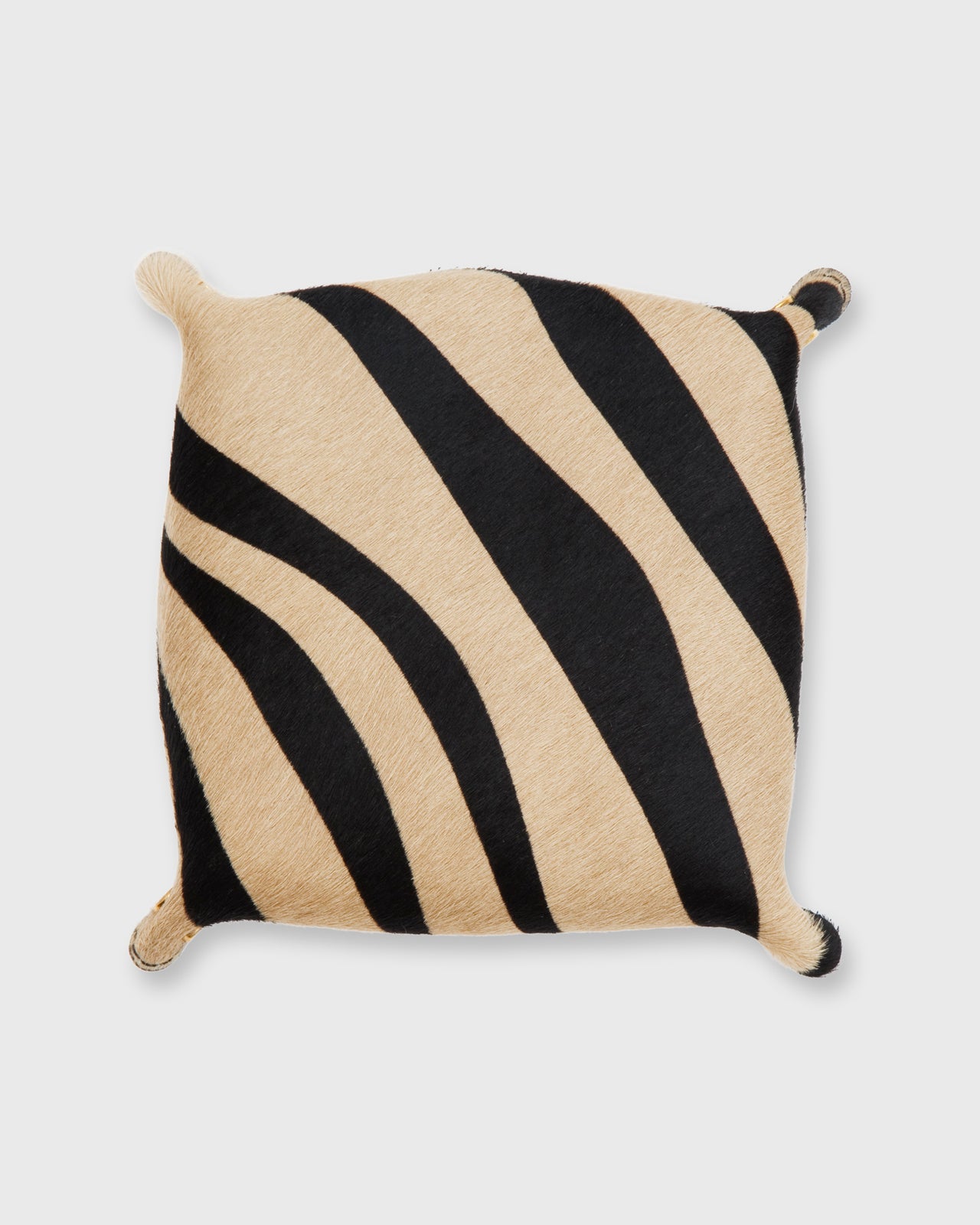 Soft Medium Square Tray in Dark Brown Leather/Zebra Calf Hair