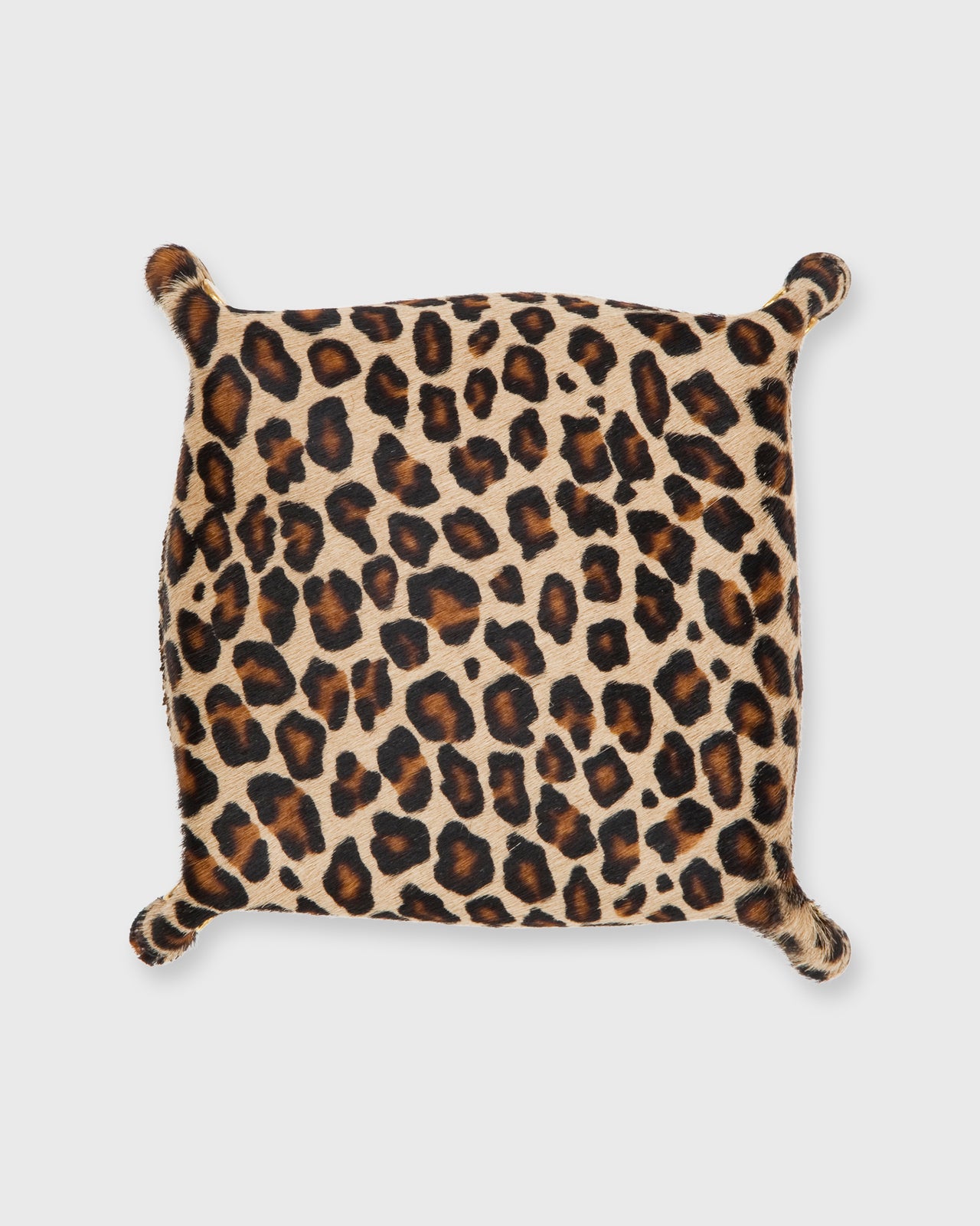 Soft Medium Square Tray in Orange Leather/Leopard Calf Hair