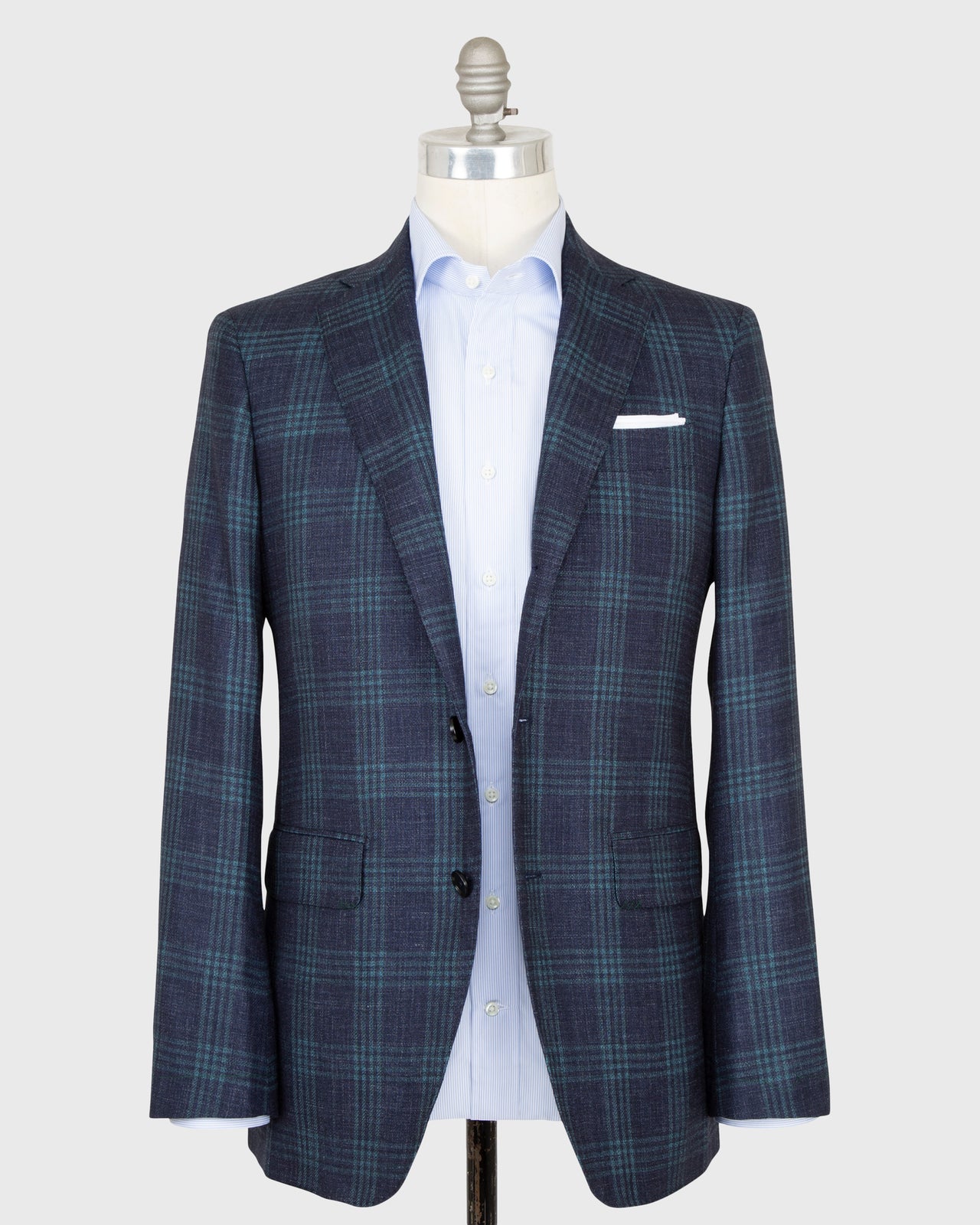 Virgil No. 2 Jacket in Navy/Seaglass Plaid Hopsack